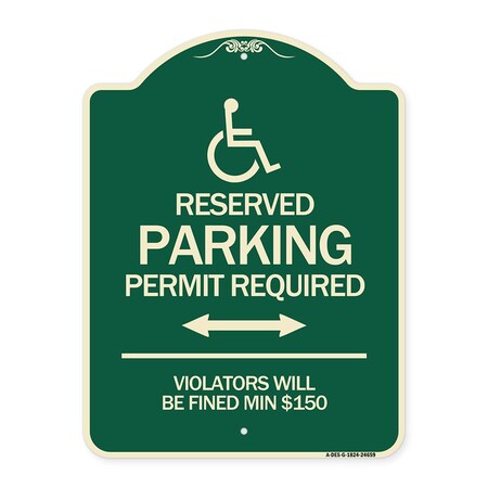 Signmission Connecticut Reserved Parking Permit Required Violators Fined Min $150 Alum, 24" x 18", G-1824-24659 A-DES-G-1824-24659